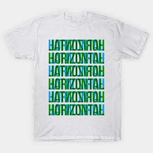 Horizontal Typography Stack (Blue Green) T-Shirt